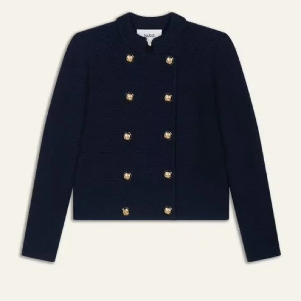 NWT Ba&sh Louman Long Sleeve Cardigan Jacket in Marine Navy Blue | size 2 / M - Picture 4 of 15